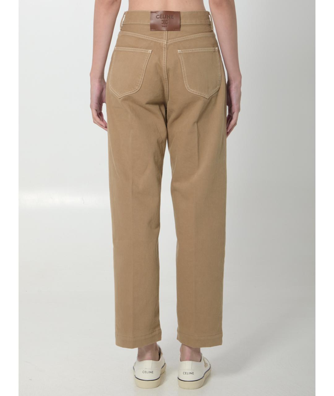 CELINE Бежевые хлопковые прямые джинсы, фото 4