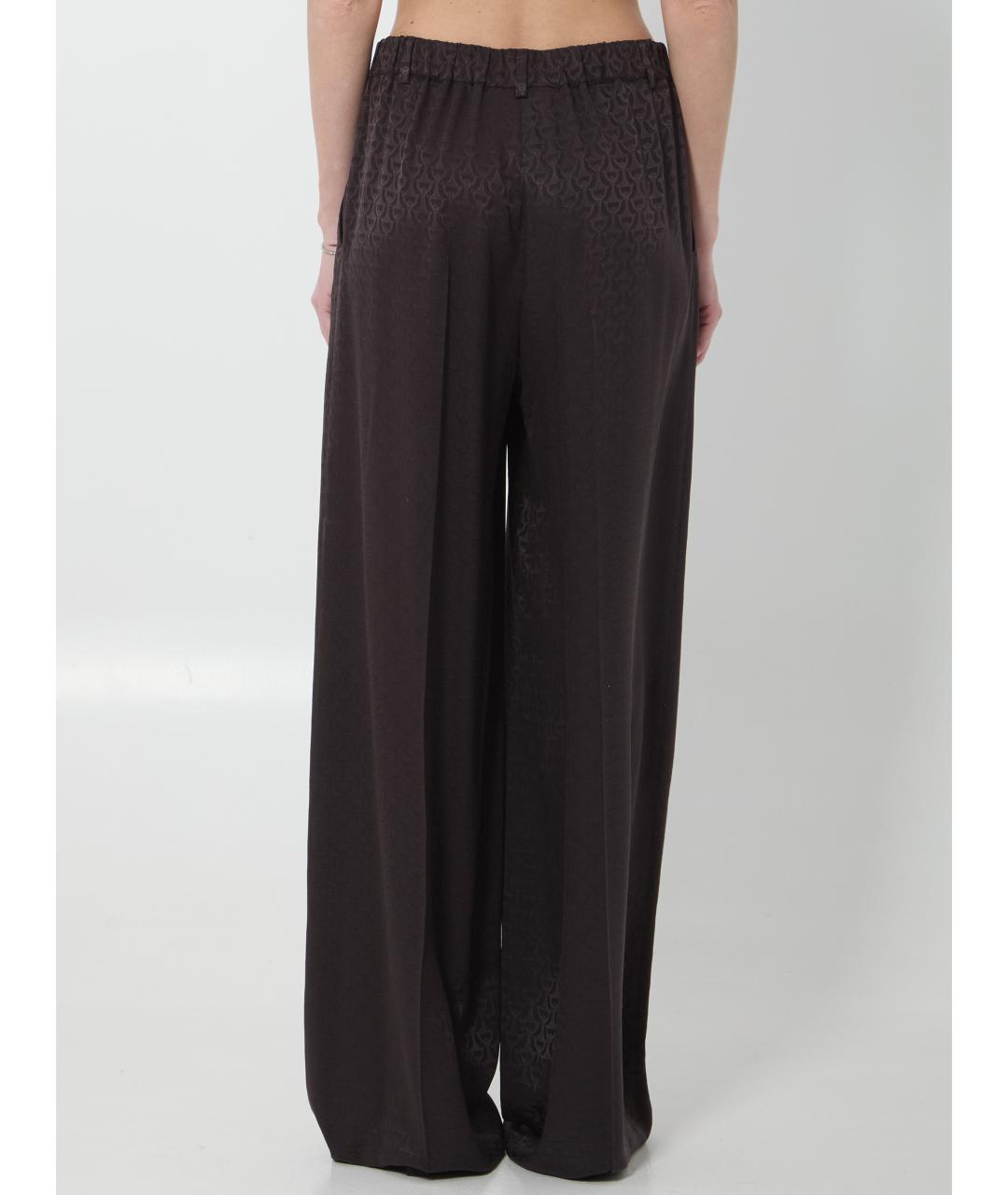 GUCCI Коричневые шелковые прямые брюки, фото 4