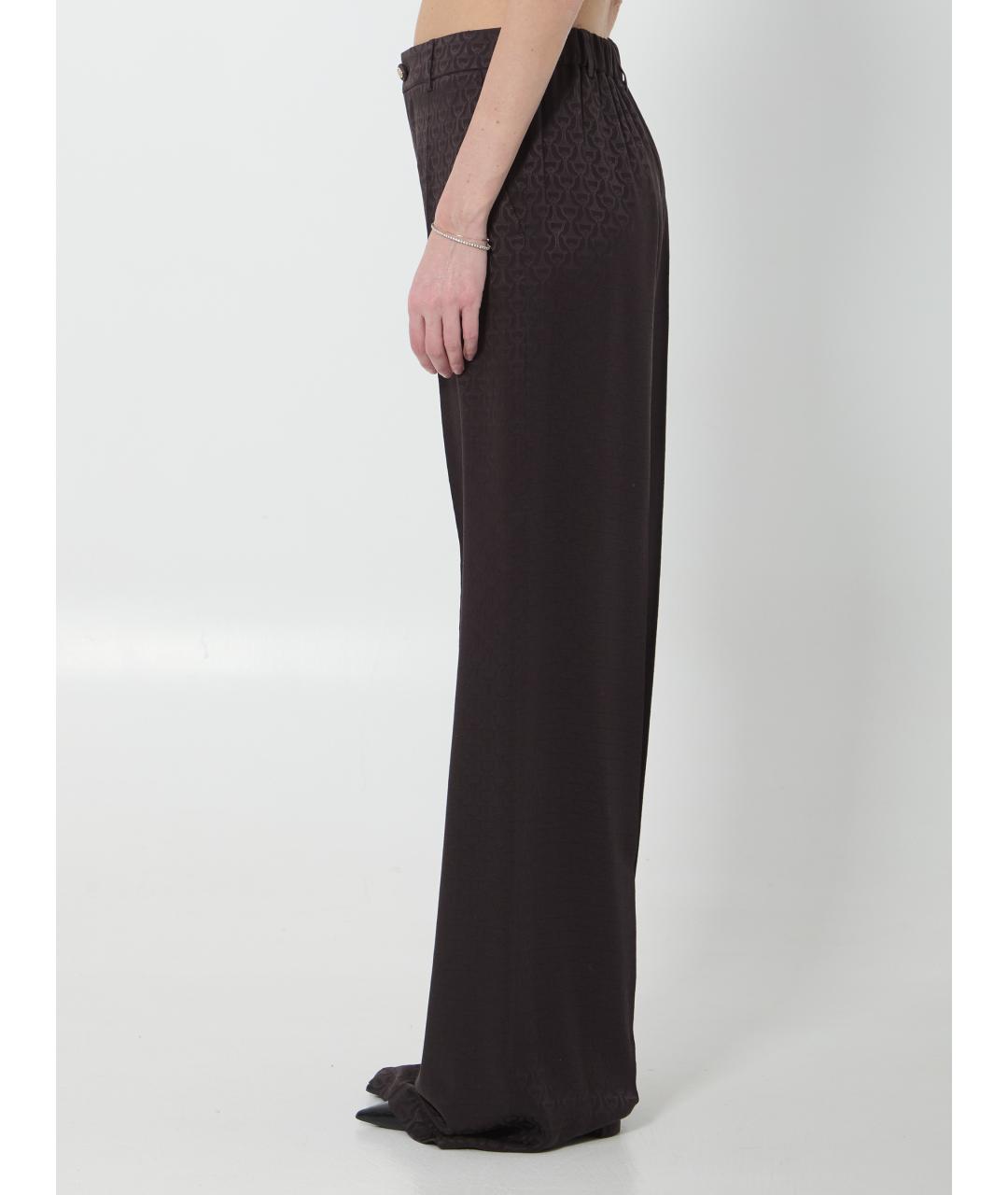 GUCCI Коричневые шелковые прямые брюки, фото 3