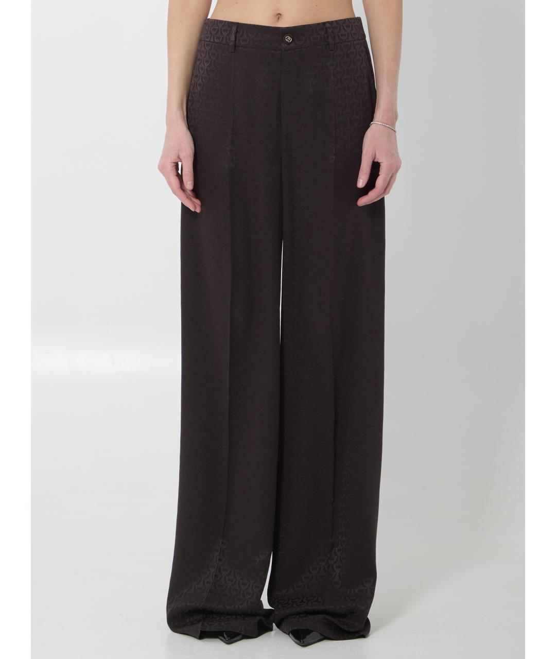 GUCCI Коричневые шелковые прямые брюки, фото 6