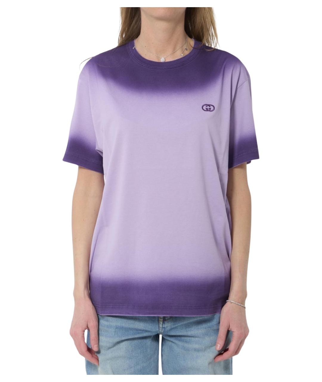 GUCCI Фиолетовая хлопковая футболка, фото 1