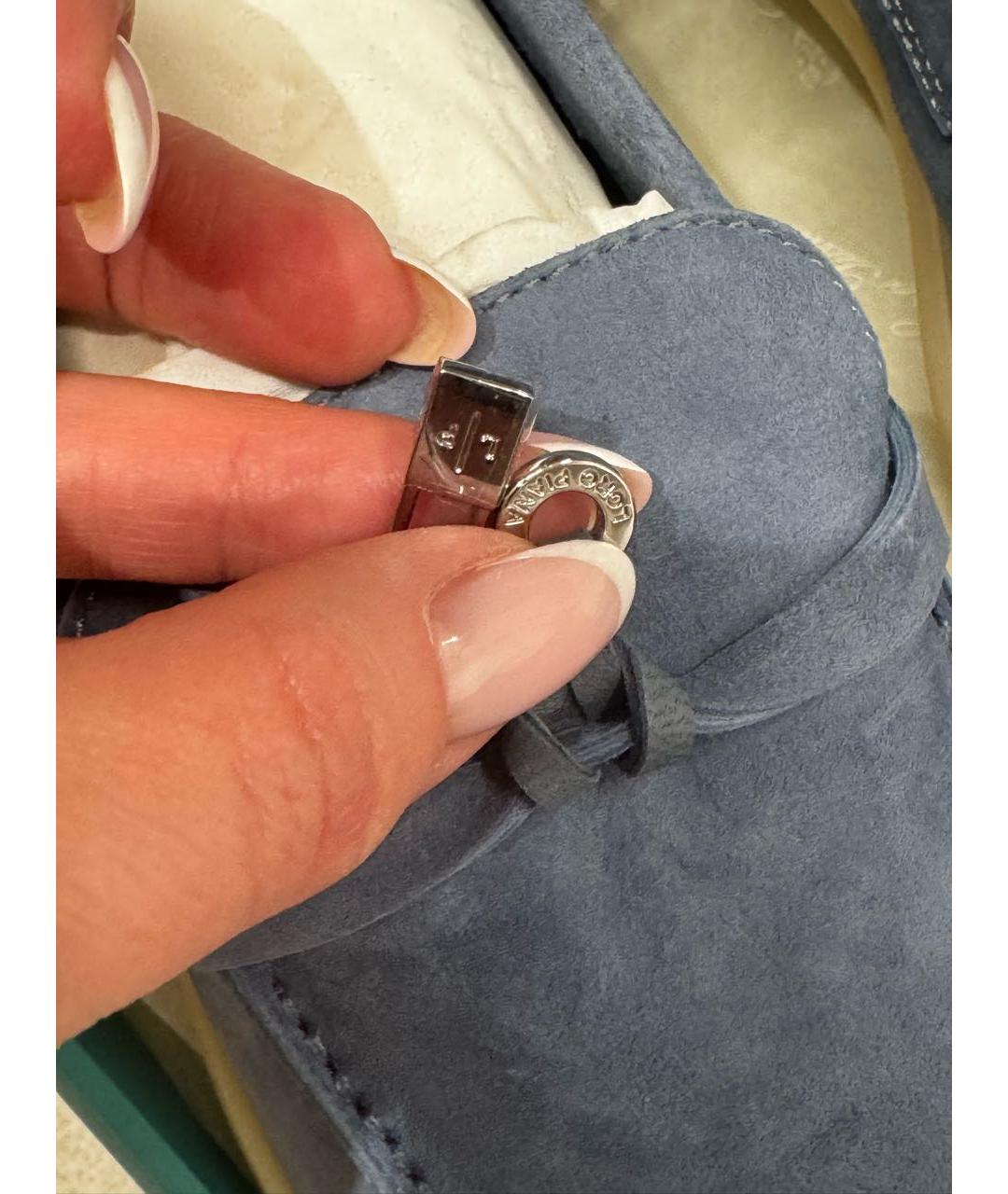 LORO PIANA Синие замшевые лоферы, фото 4