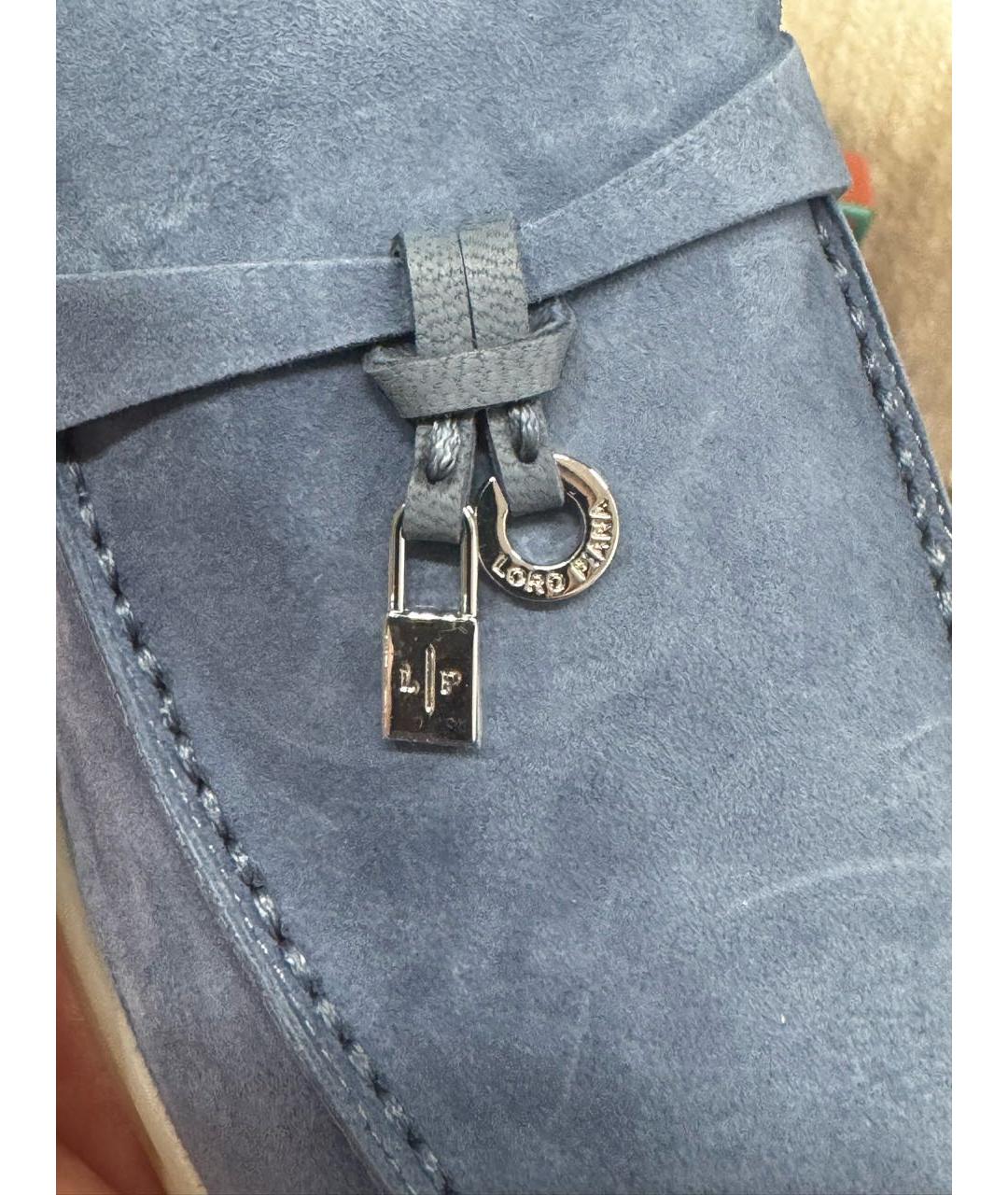 LORO PIANA Синие замшевые лоферы, фото 3