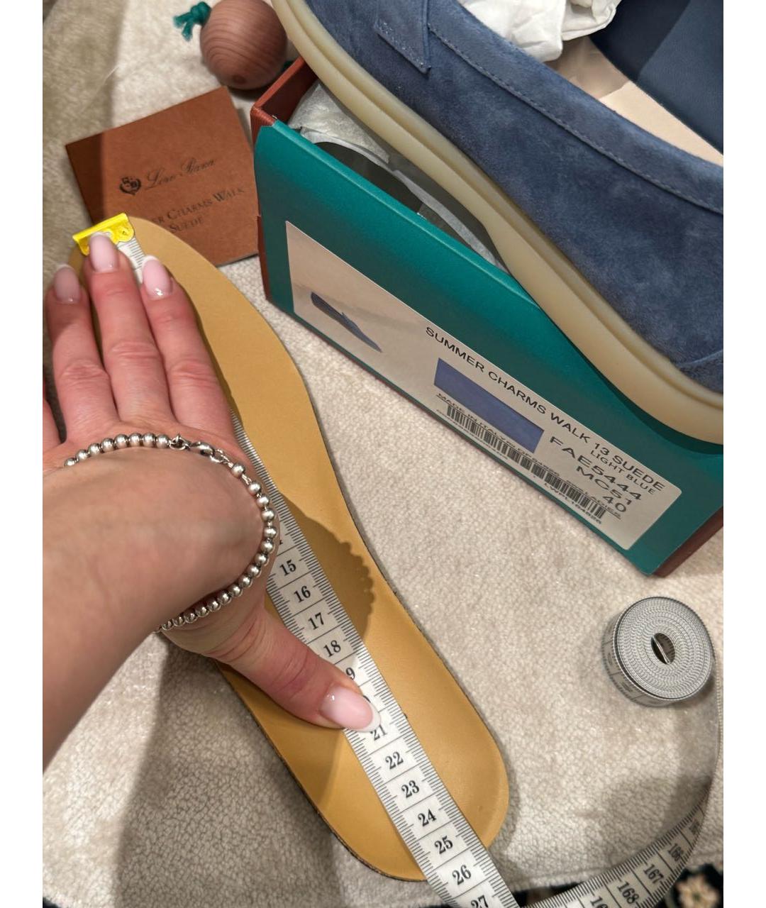 LORO PIANA Синие замшевые лоферы, фото 8