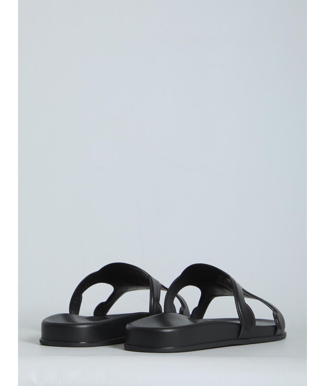 CELINE Черные кожаные шлепанцы, фото 3