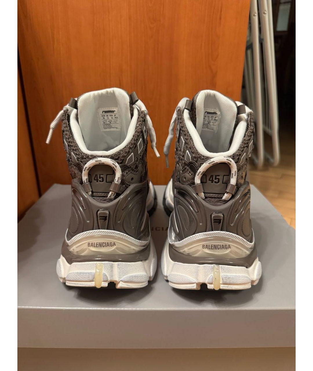 BALENCIAGA Серые текстильные высокие кроссовки / кеды, фото 4