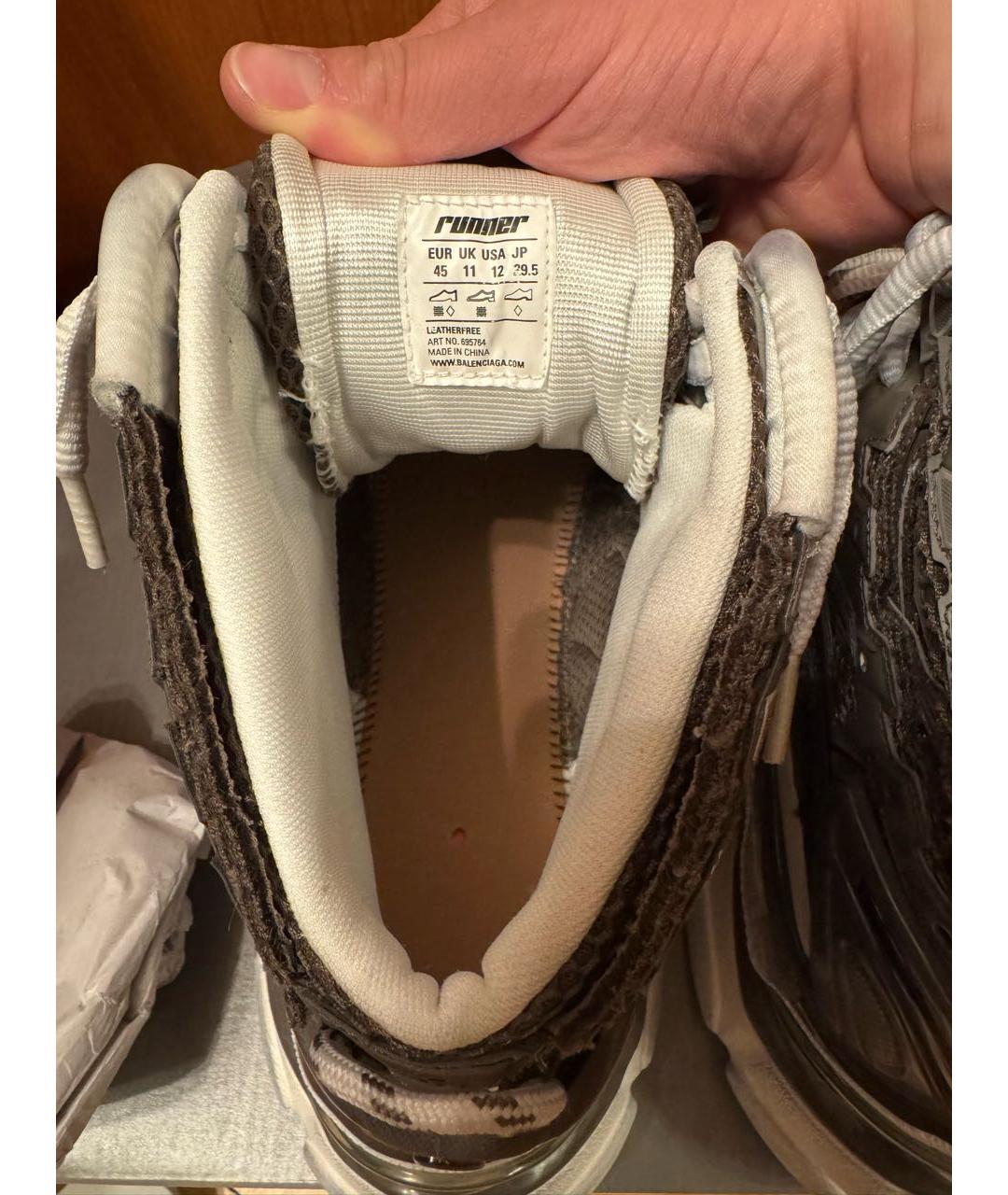 BALENCIAGA Серые текстильные высокие кроссовки / кеды, фото 5