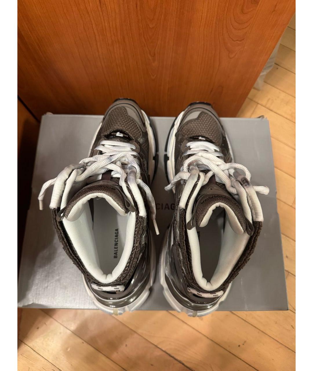 BALENCIAGA Серые текстильные высокие кроссовки / кеды, фото 3