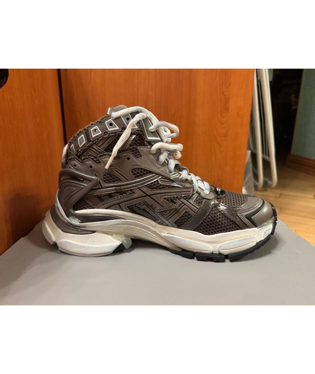 BALENCIAGA Серые текстильные высокие кроссовки / кеды, фото 7