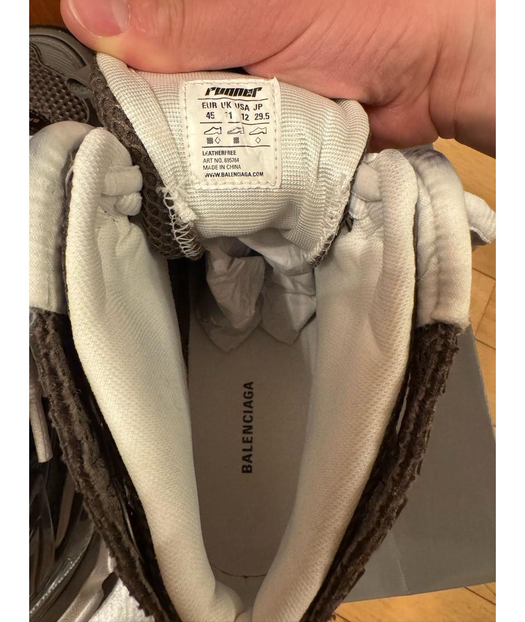 BALENCIAGA Серые текстильные высокие кроссовки / кеды, фото 6