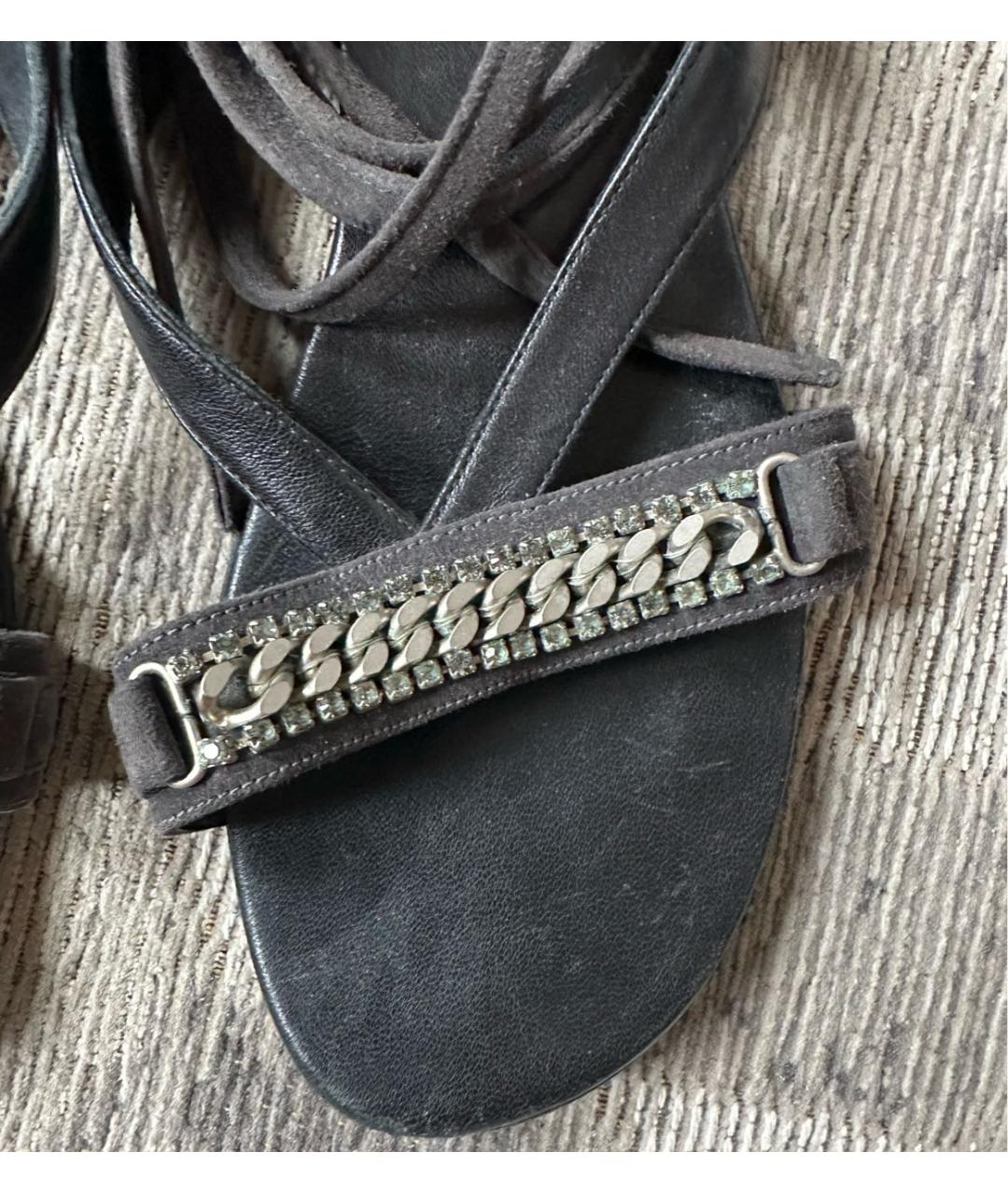 BARBARA BUI Черные нубуковые босоножки, фото 2