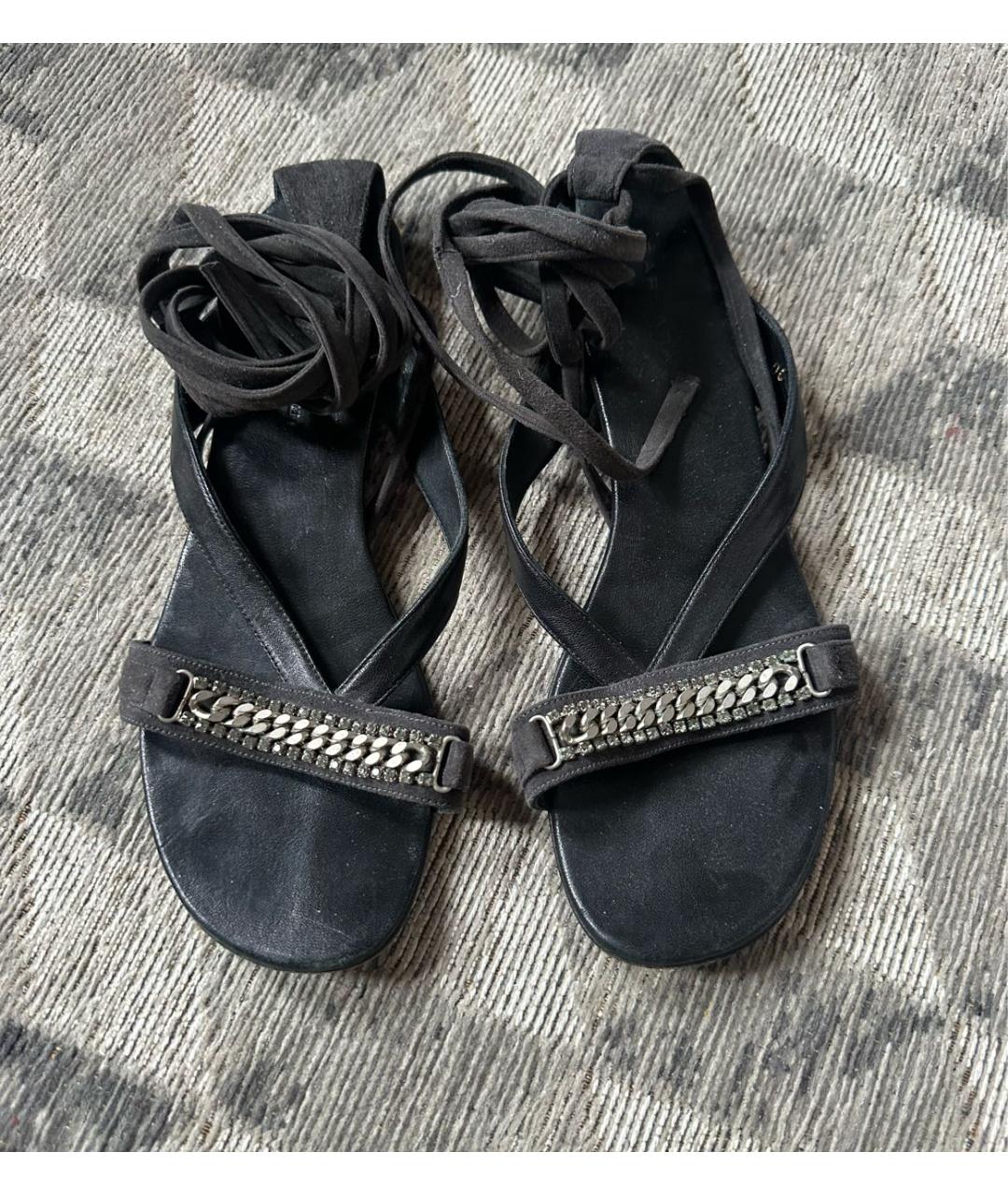 BARBARA BUI Черные нубуковые босоножки, фото 8