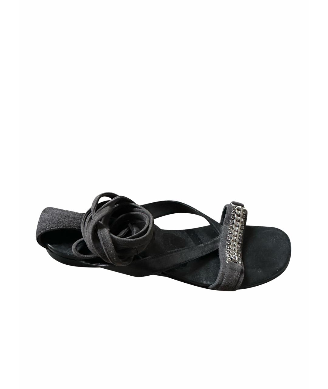 BARBARA BUI Черные нубуковые босоножки, фото 1