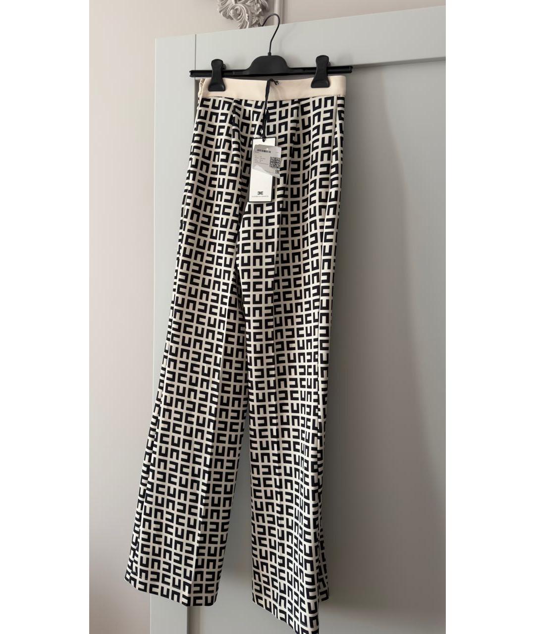 ELISABETTA FRANCHI Белые полиэстеровые брюки широкие, фото 2