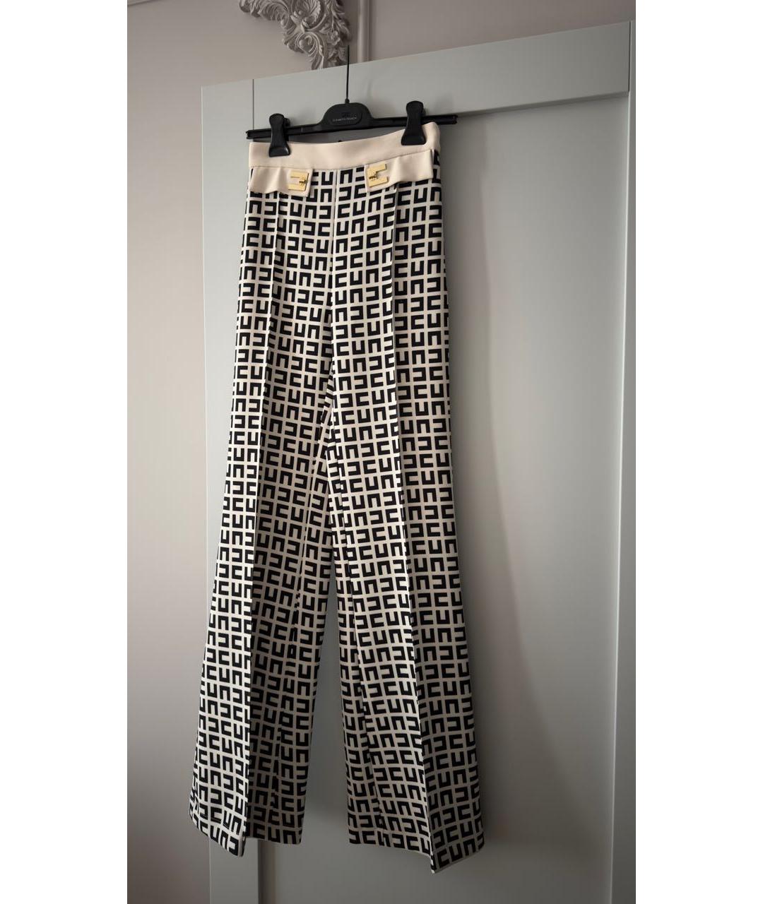 ELISABETTA FRANCHI Белые полиэстеровые брюки широкие, фото 5