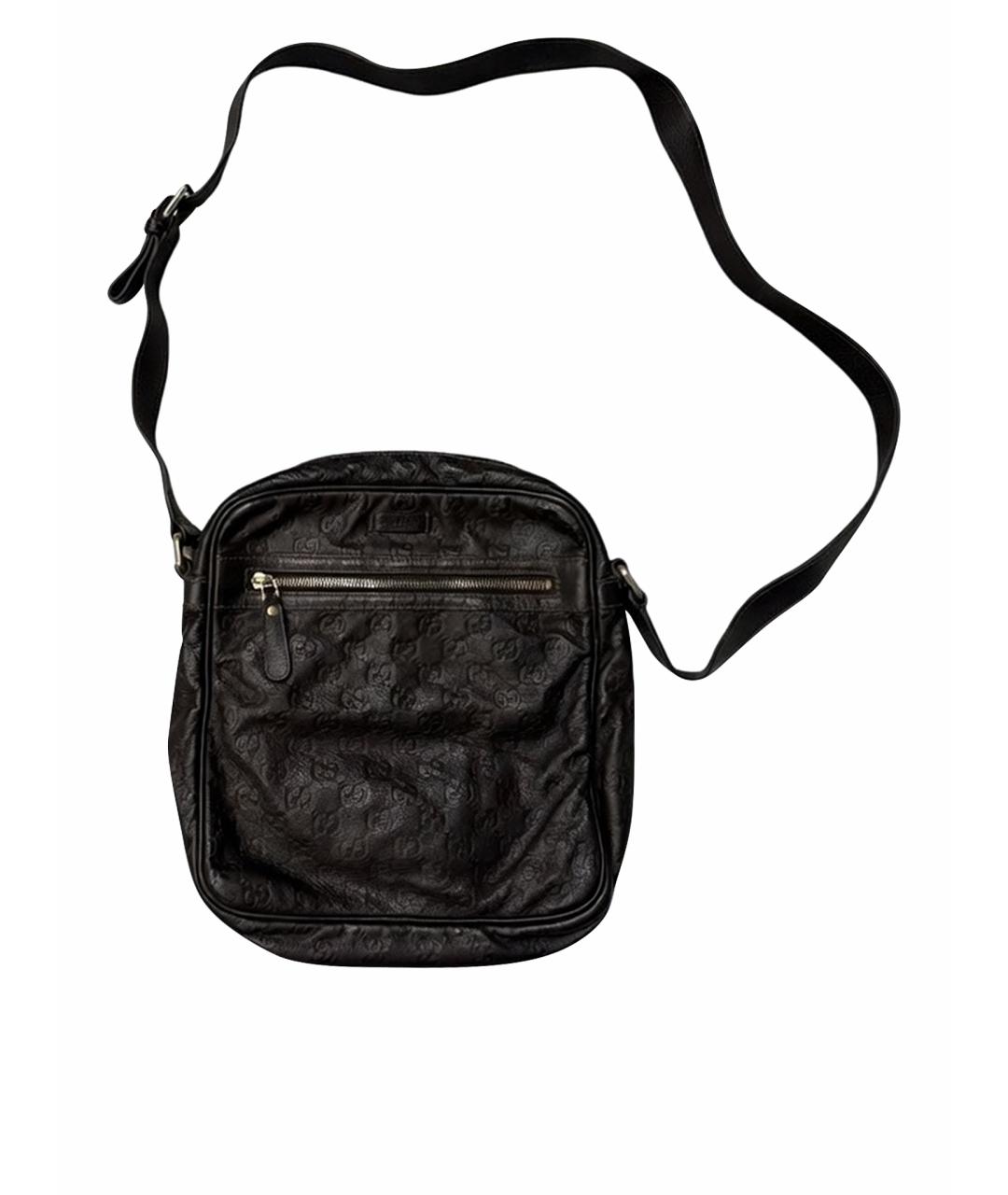 GUCCI Черная кожаная барсетка, фото 1