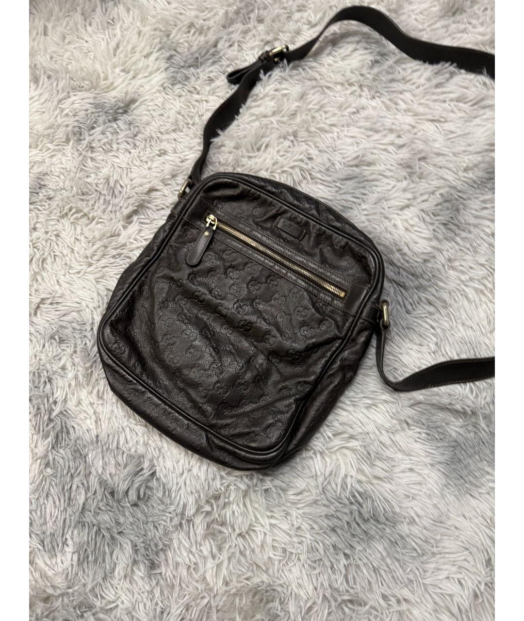 GUCCI Черная кожаная барсетка, фото 2