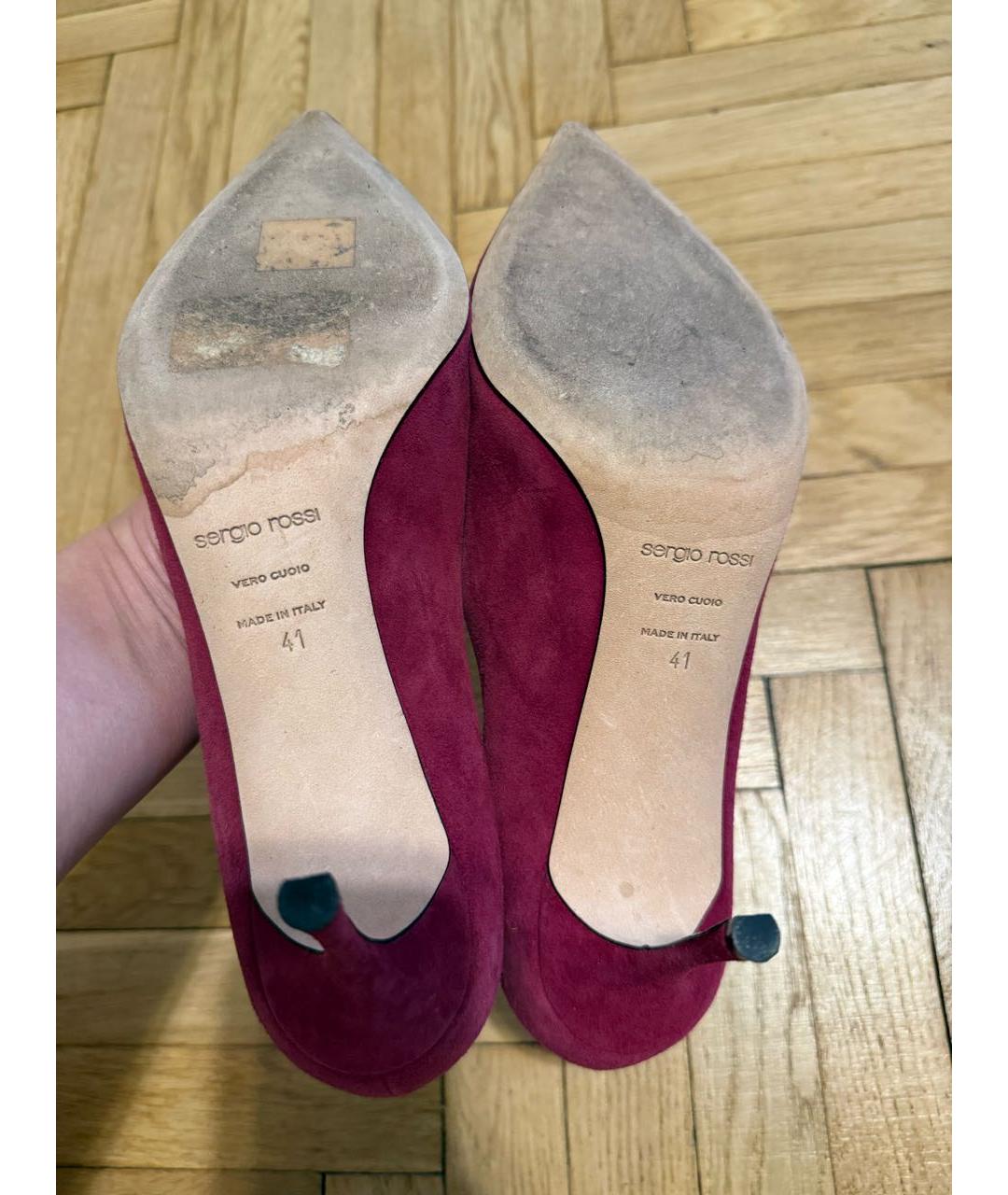 SERGIO ROSSI Бордовые замшевые туфли, фото 6