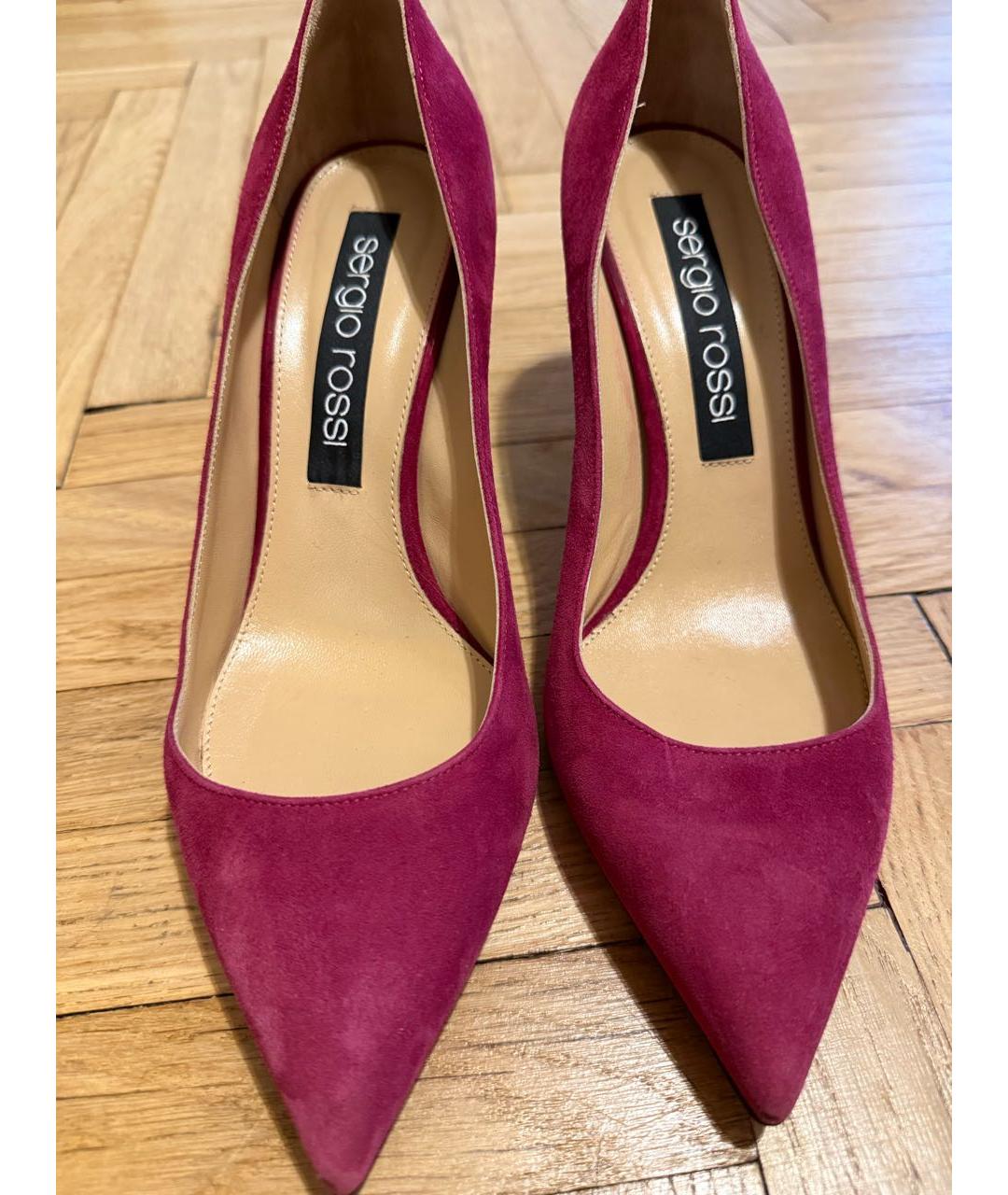 SERGIO ROSSI Бордовые замшевые туфли, фото 2