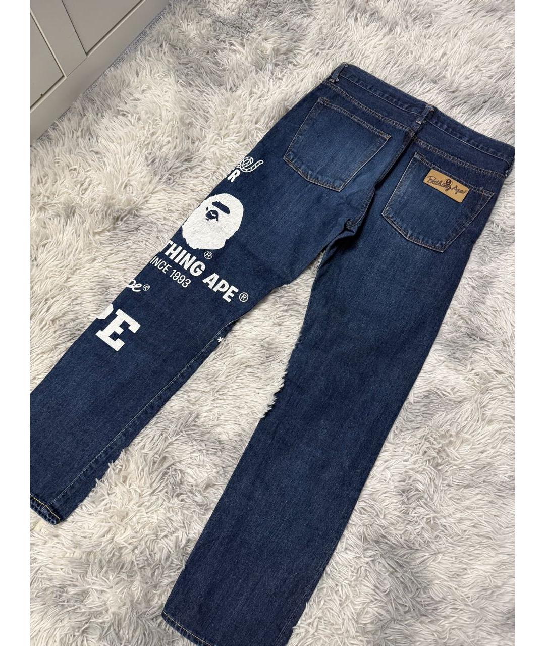 BAPE Темно-синие прямые джинсы, фото 4