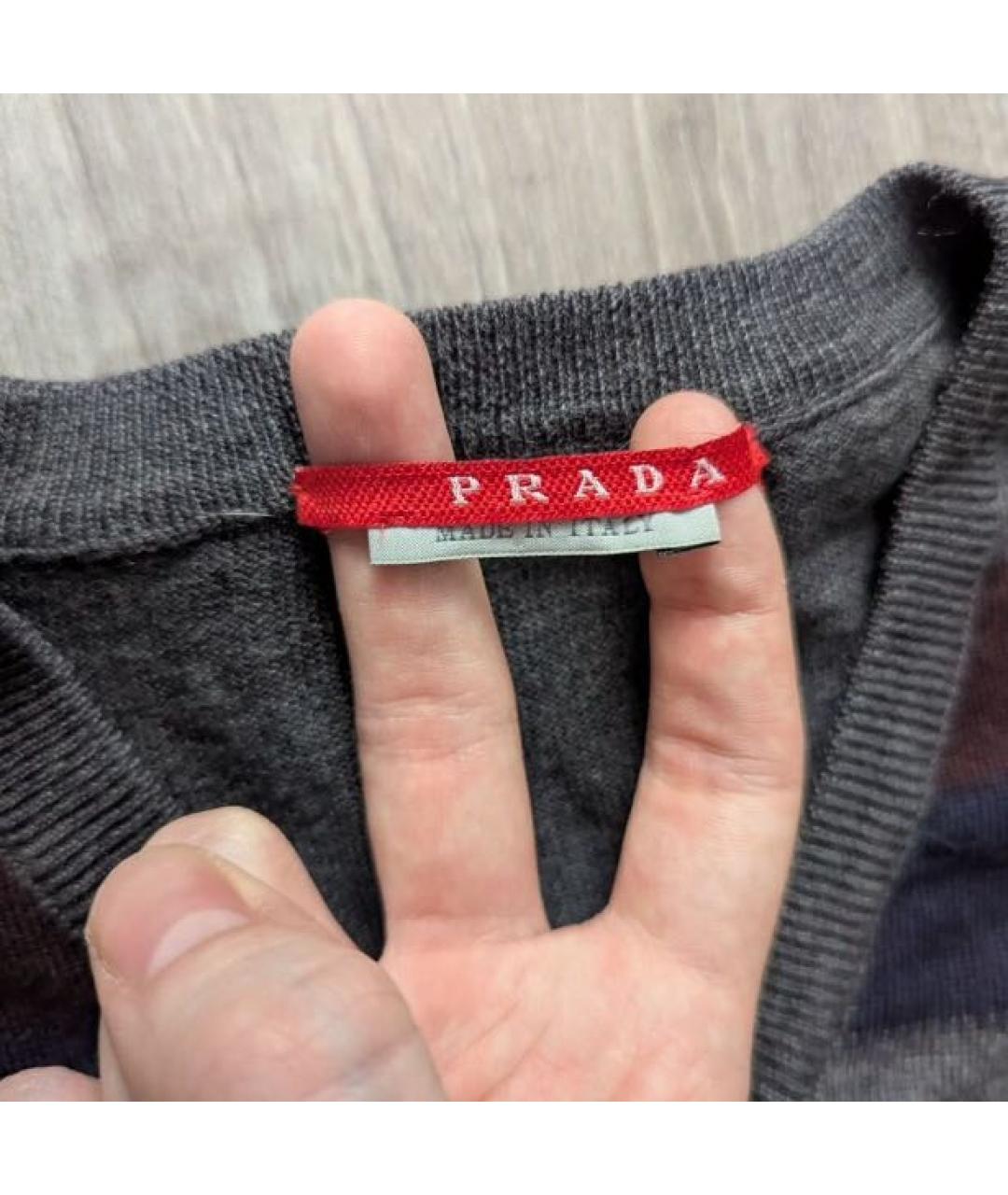 PRADA Антрацитовый шерстяной джемпер / свитер, фото 3