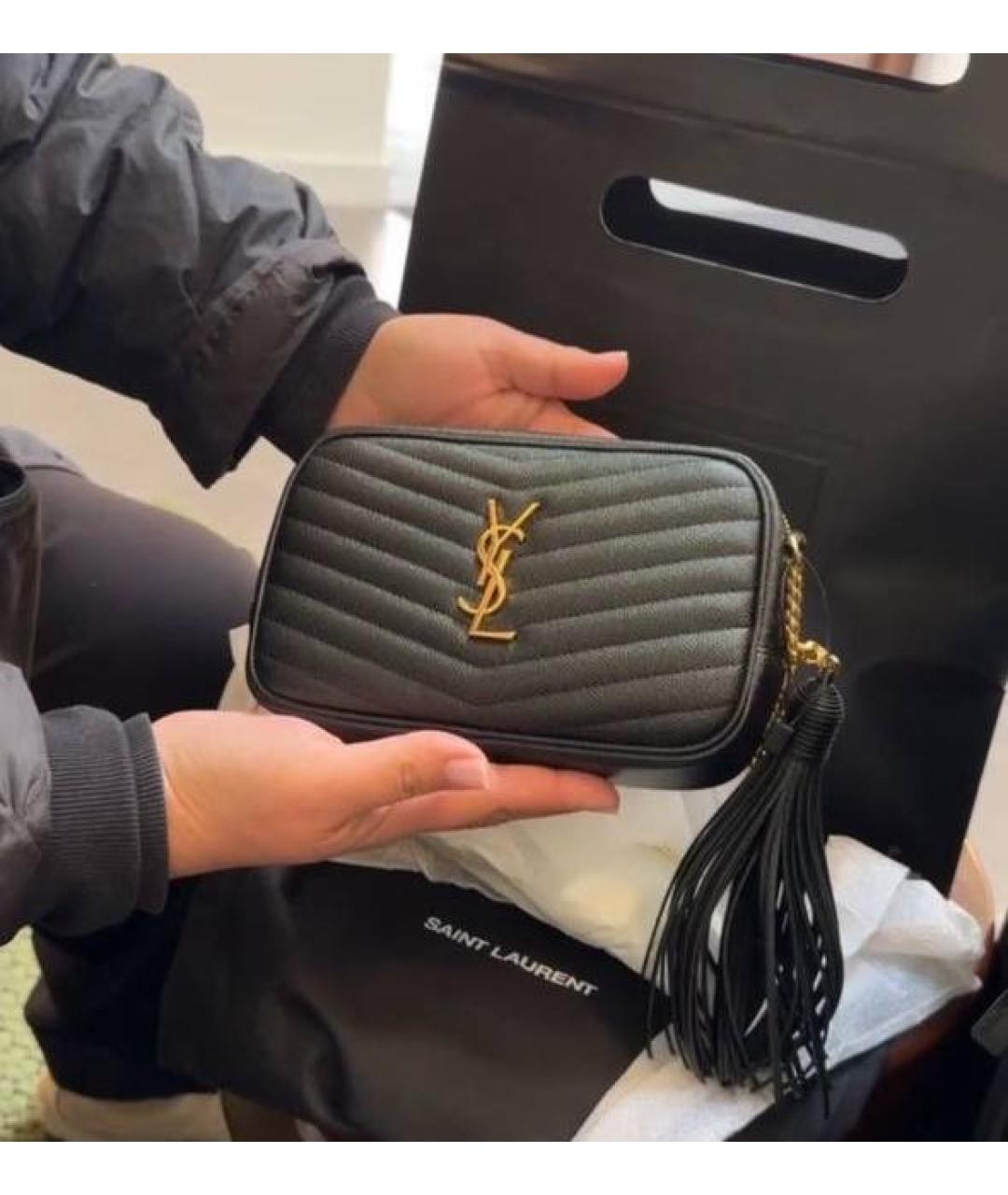 SAINT LAURENT Черная кожаная сумка через плечо, фото 3