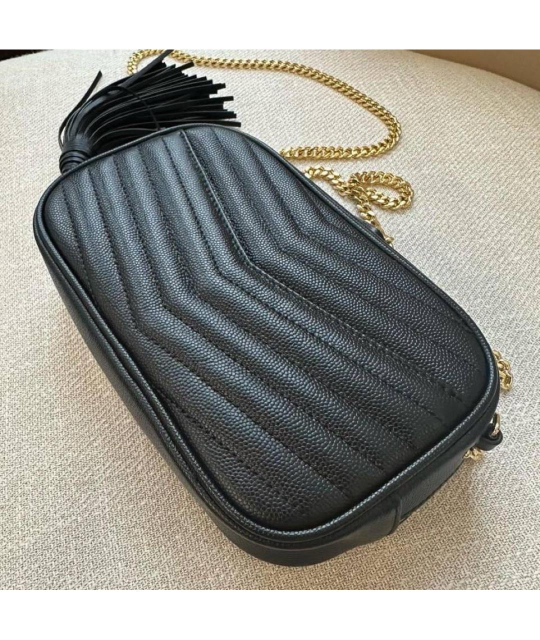 SAINT LAURENT Черная кожаная сумка через плечо, фото 5