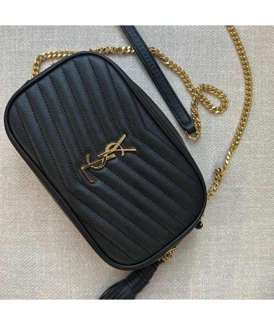 SAINT LAURENT Черная кожаная сумка через плечо, фото 4