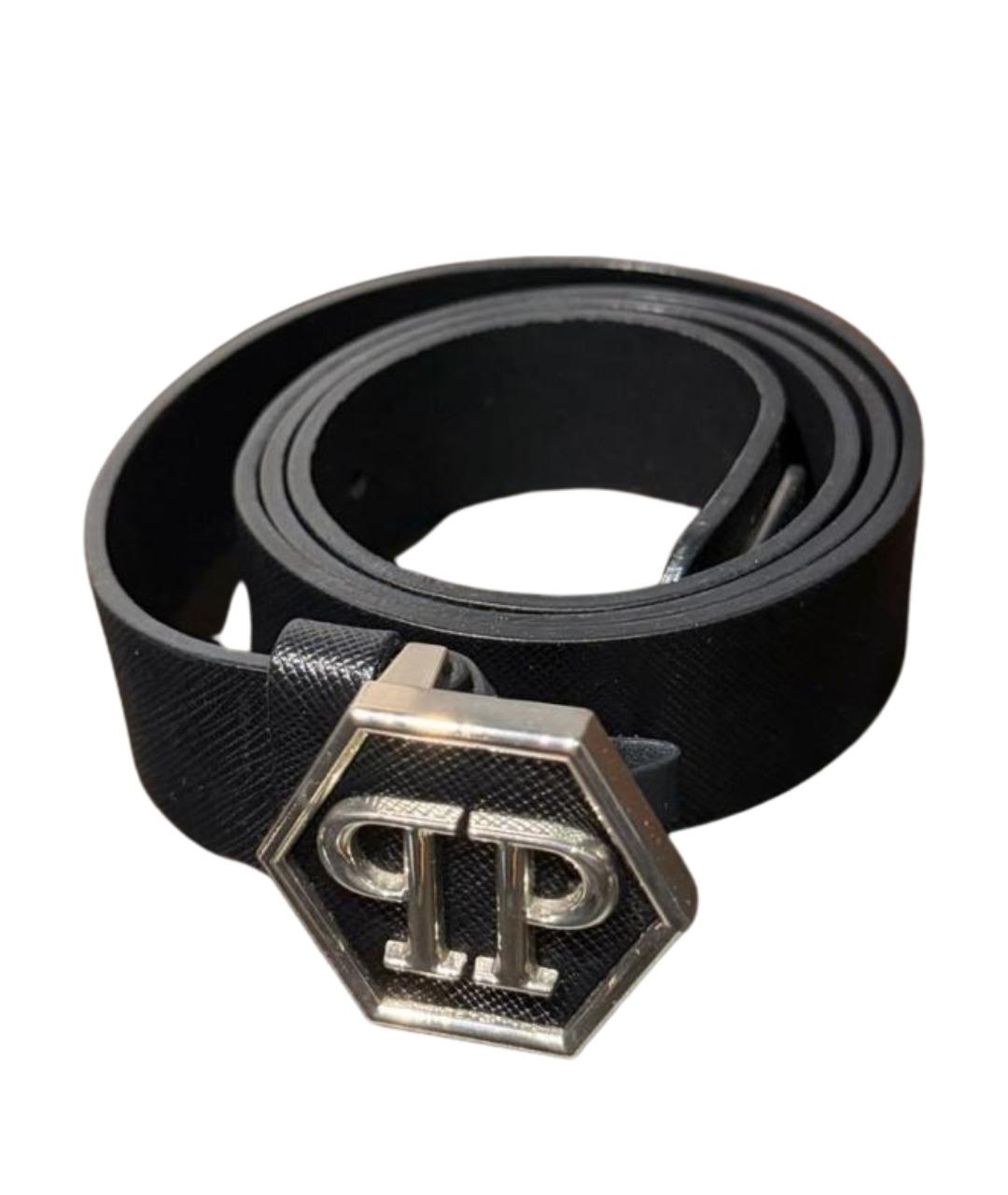 PHILIPP PLEIN Черный кожаный ремень, фото 1