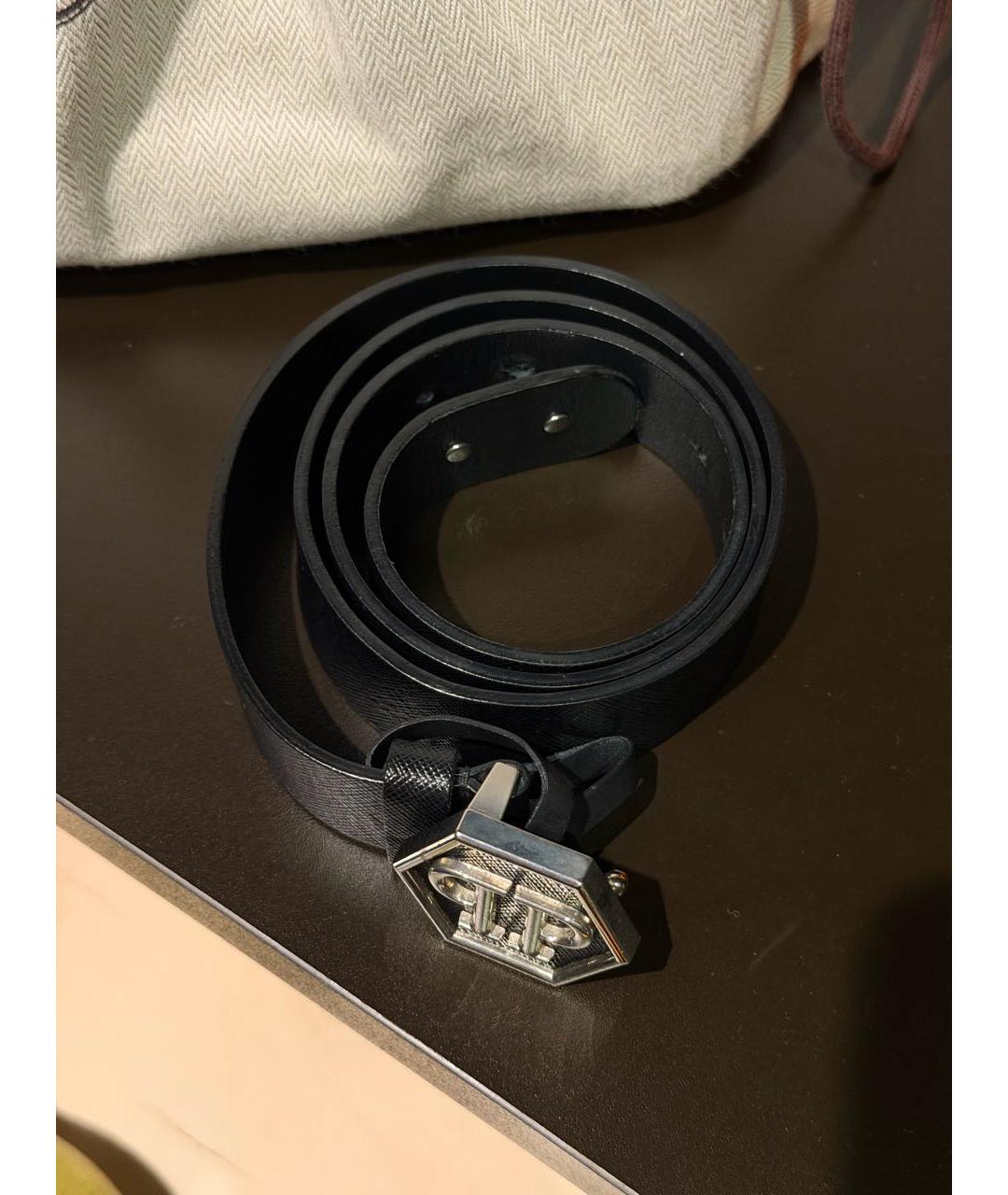 PHILIPP PLEIN Черный кожаный ремень, фото 4