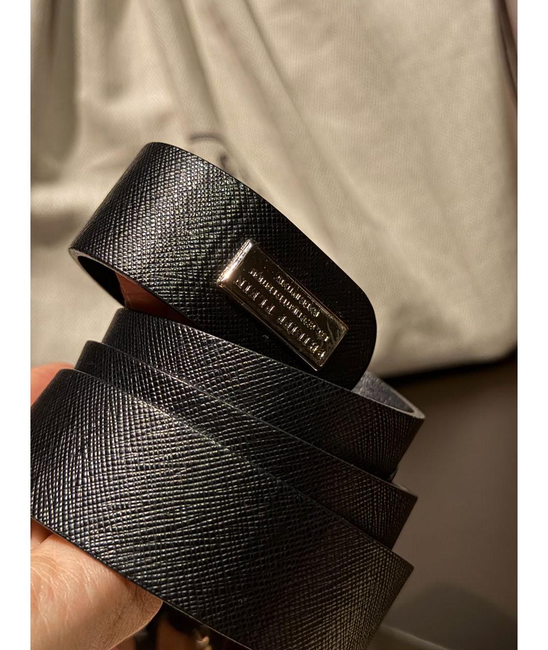 PHILIPP PLEIN Черный кожаный ремень, фото 3
