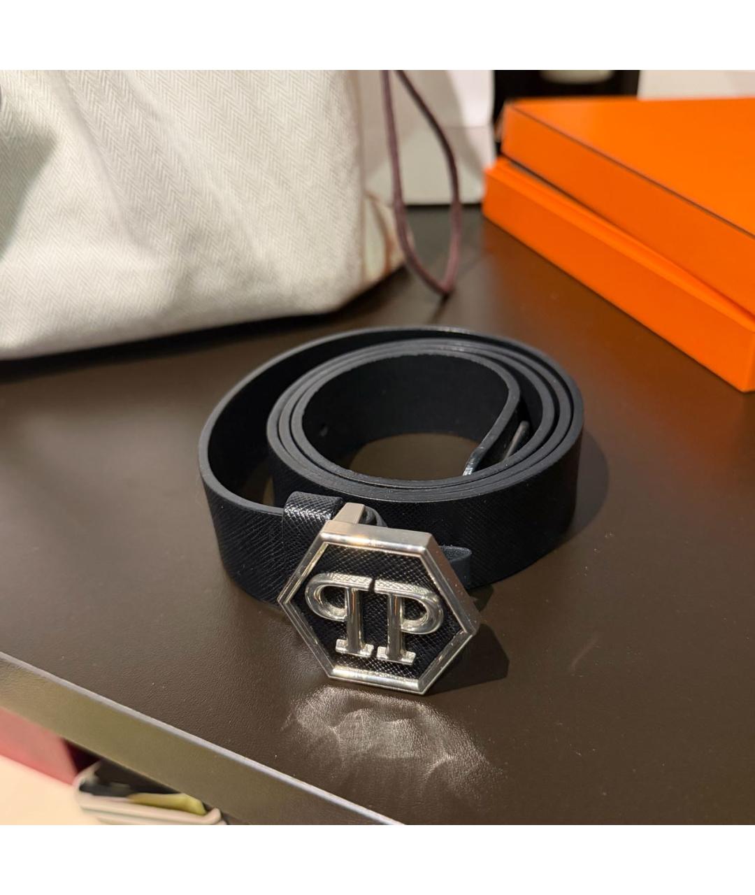 PHILIPP PLEIN Черный кожаный ремень, фото 5