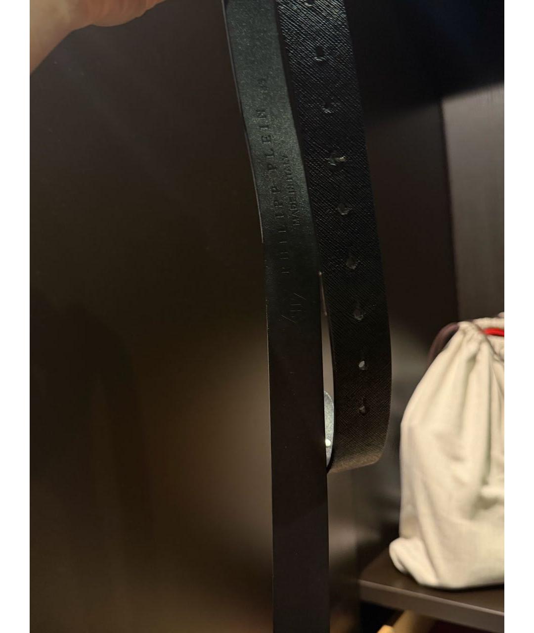 PHILIPP PLEIN Черный кожаный ремень, фото 2