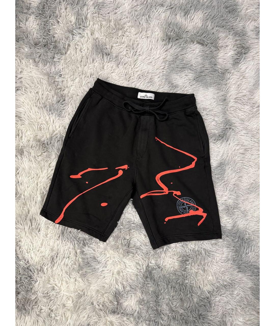 STONE ISLAND Черные хлопковые шорты, фото 6