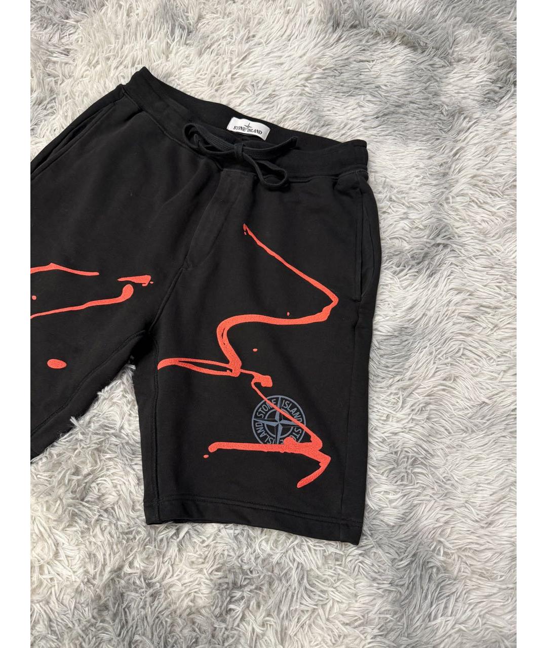 STONE ISLAND Черные хлопковые шорты, фото 3