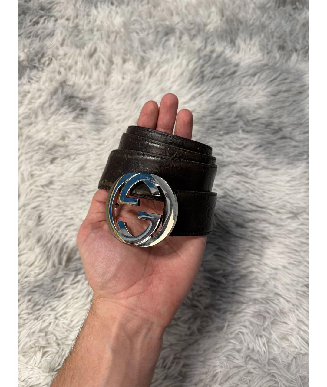 GUCCI Антрацитовый кожаный ремень, фото 6