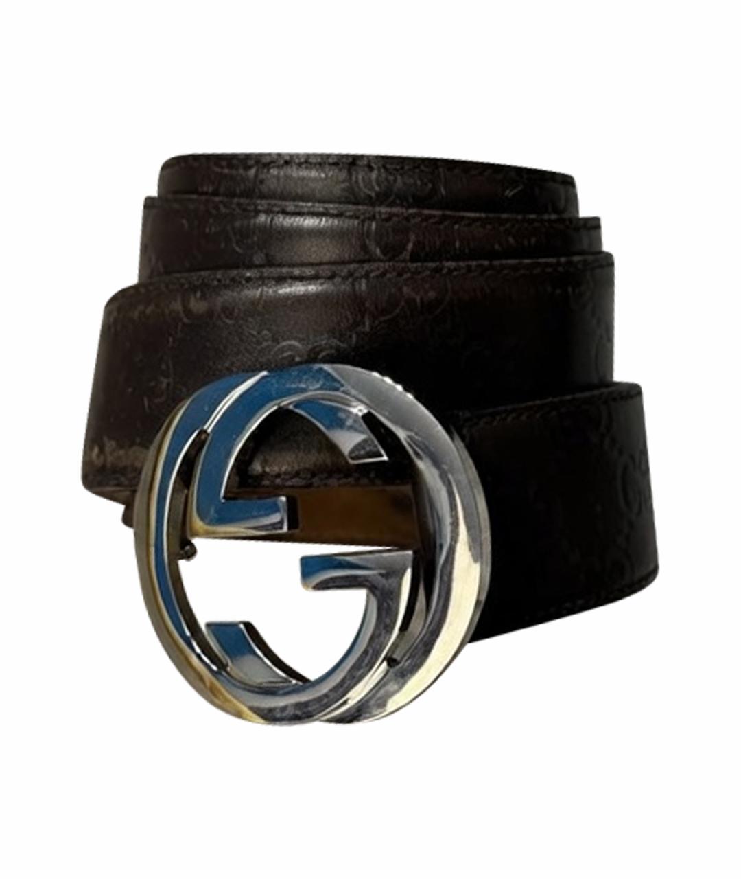 GUCCI Антрацитовый кожаный ремень, фото 1