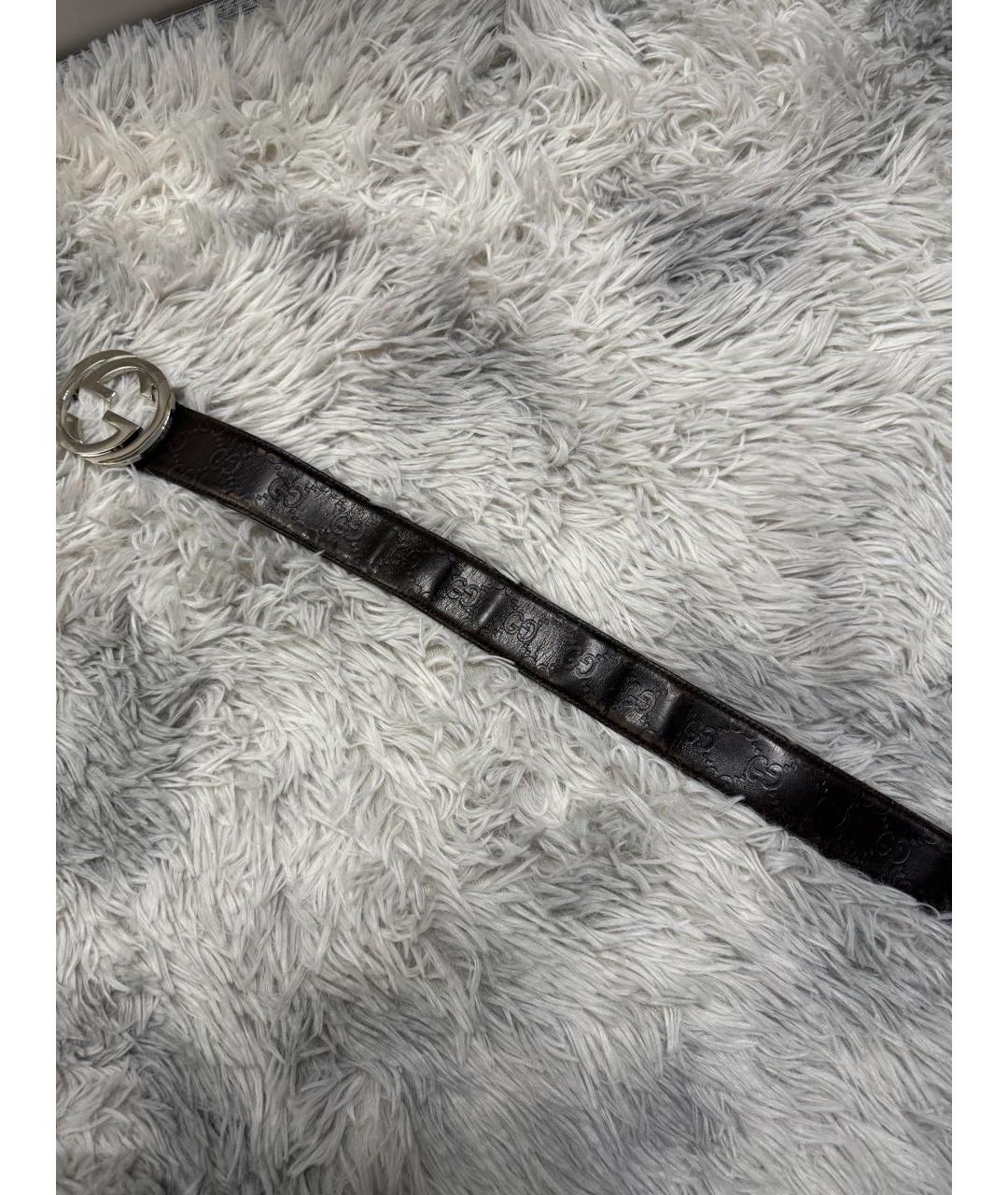 GUCCI Антрацитовый кожаный ремень, фото 3