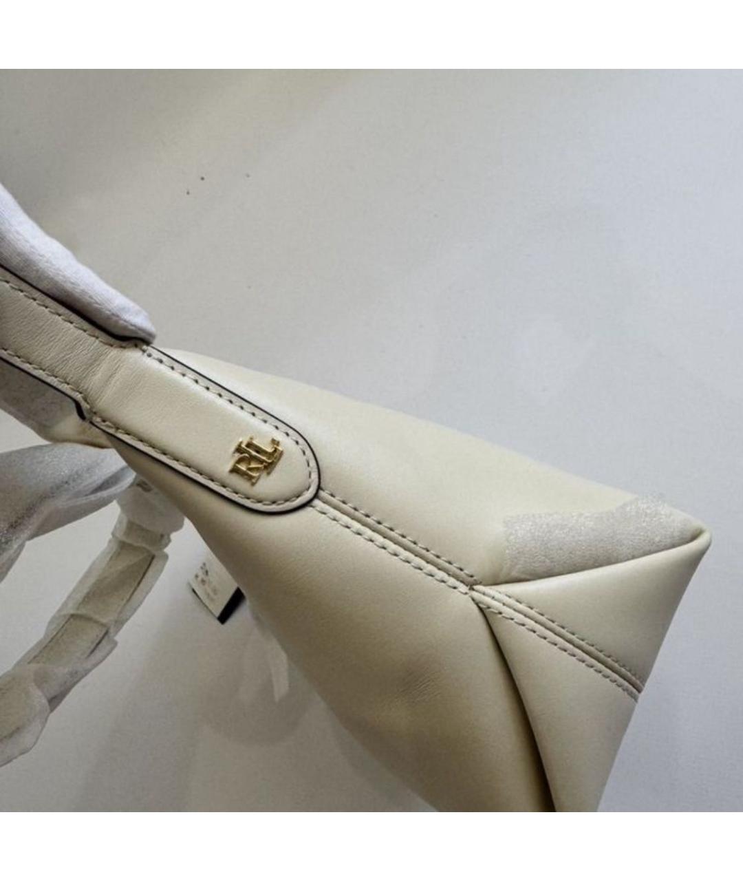 RALPH LAUREN Бежевая кожаная сумка через плечо, фото 4