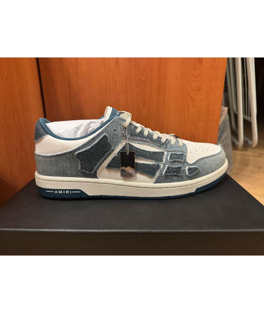 AMIRI Голубые кожаные низкие кроссовки / кеды, фото 6