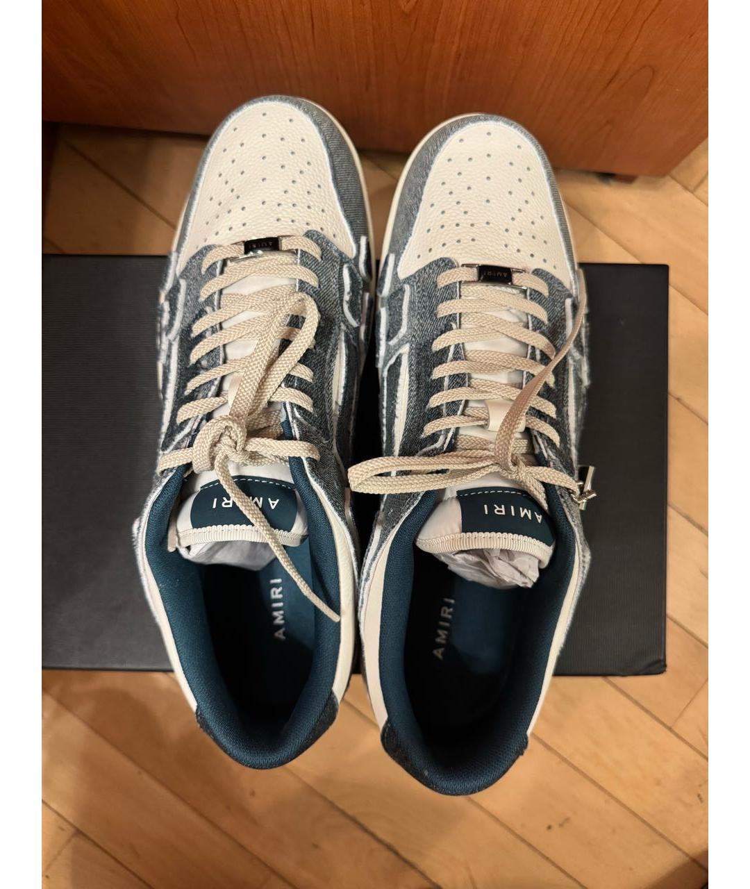 AMIRI Голубые кожаные низкие кроссовки / кеды, фото 3
