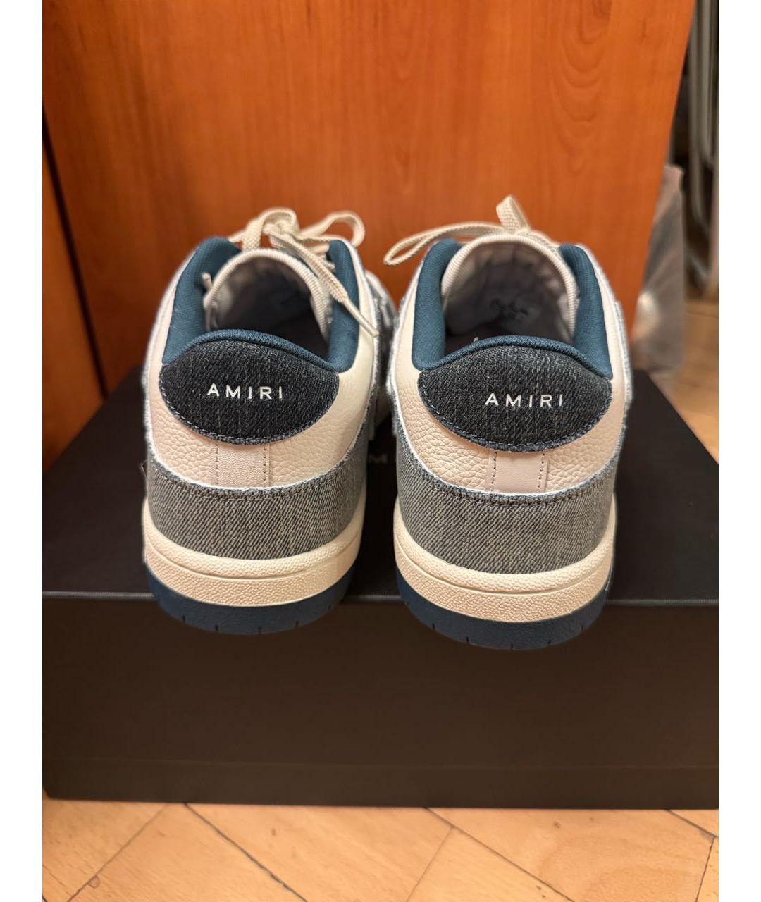 AMIRI Голубые кожаные низкие кроссовки / кеды, фото 4