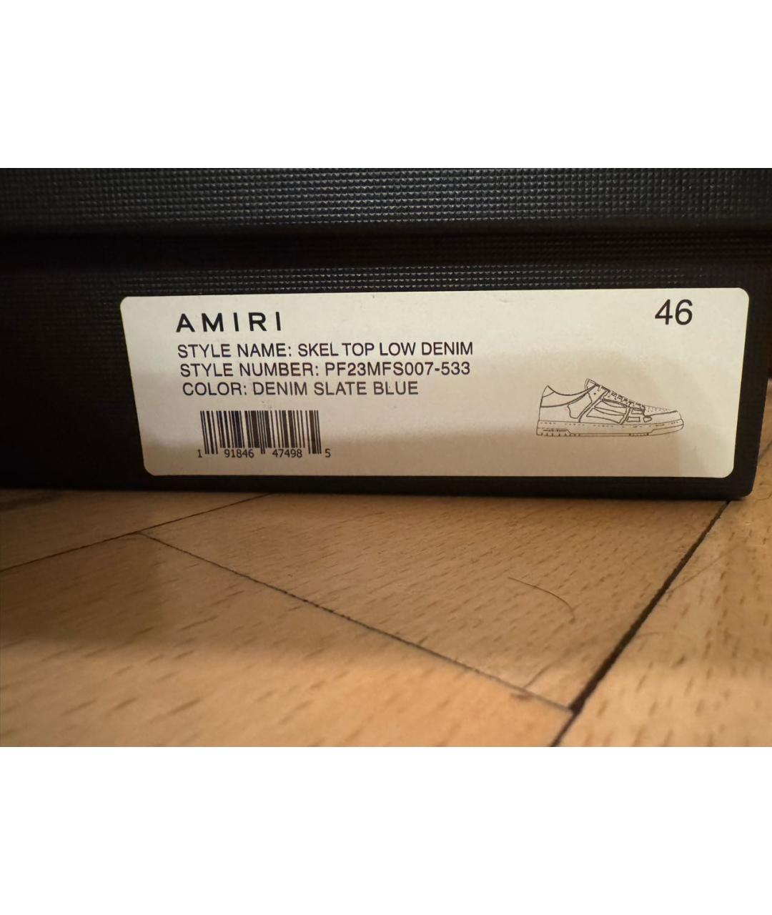 AMIRI Голубые кожаные низкие кроссовки / кеды, фото 5