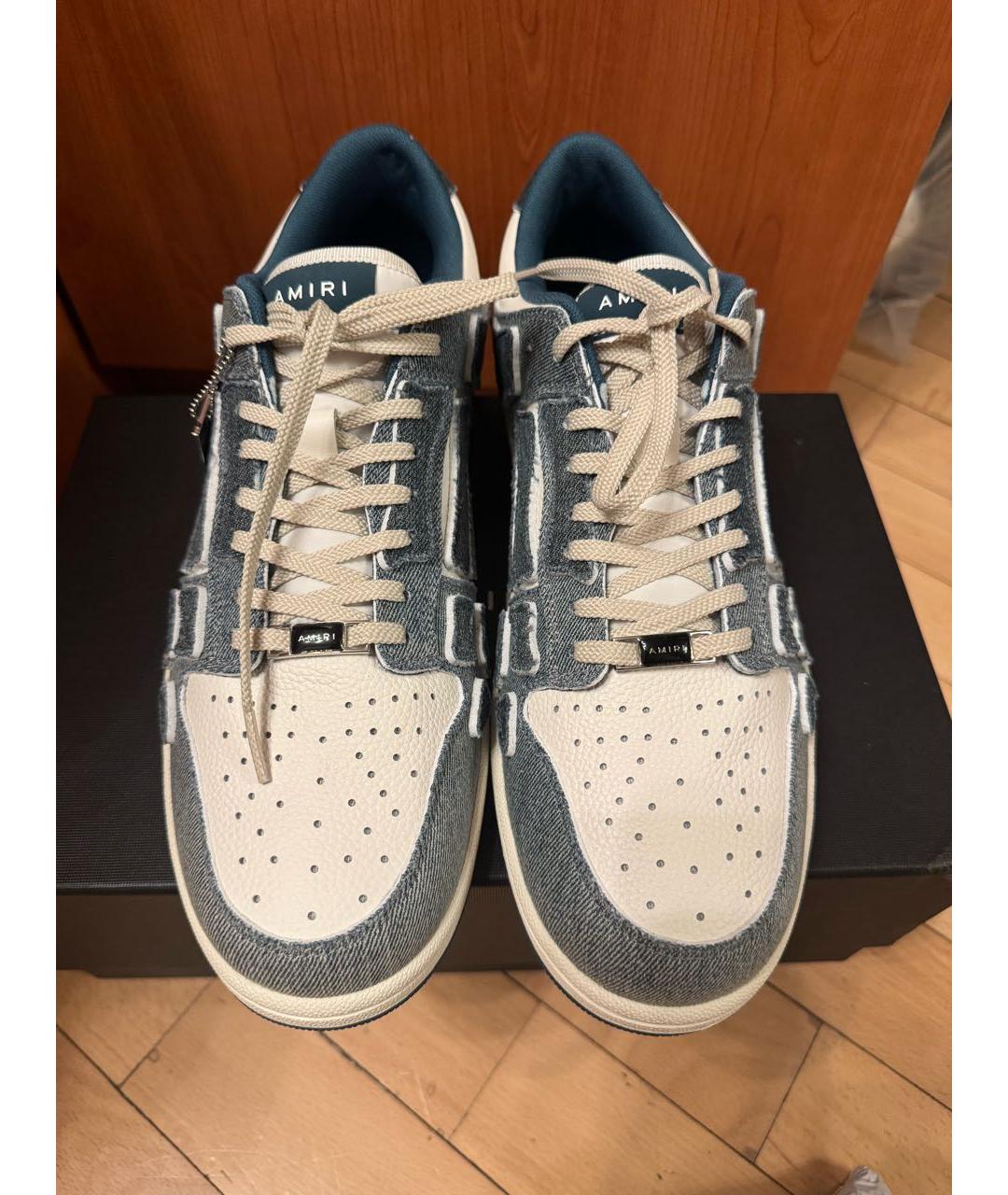 AMIRI Голубые кожаные низкие кроссовки / кеды, фото 2