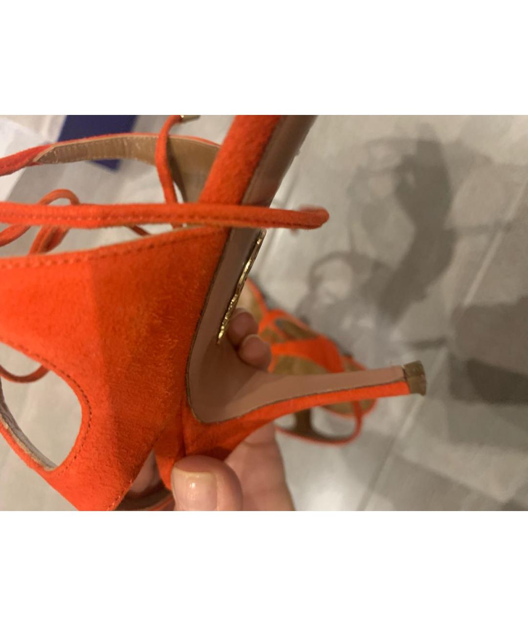 AQUAZZURA Оранжевое замшевые босоножки, фото 7