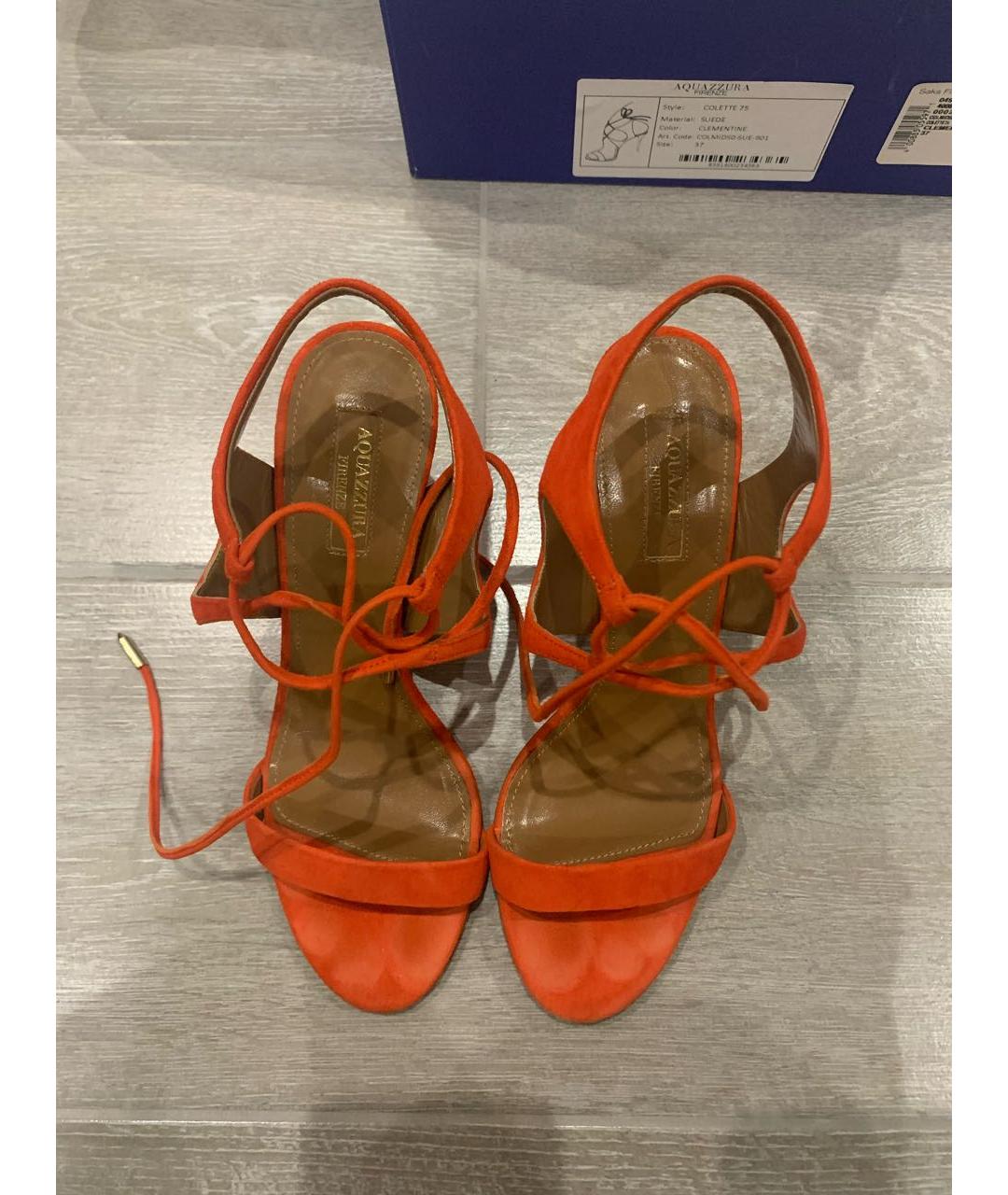 AQUAZZURA Оранжевое замшевые босоножки, фото 2