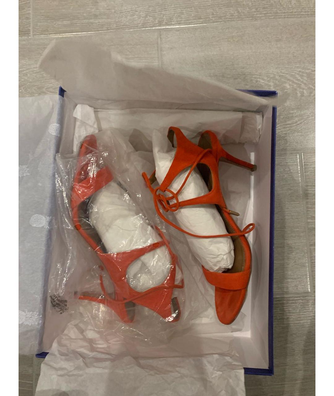 AQUAZZURA Оранжевое замшевые босоножки, фото 8