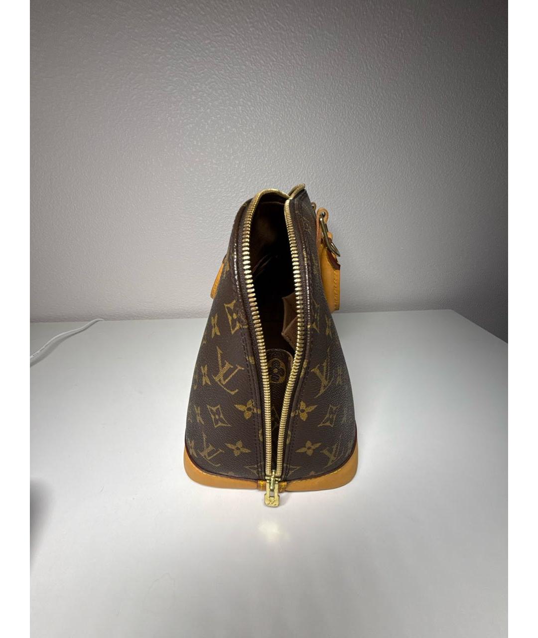 LOUIS VUITTON Коричневая кожаная сумка с короткими ручками, фото 7