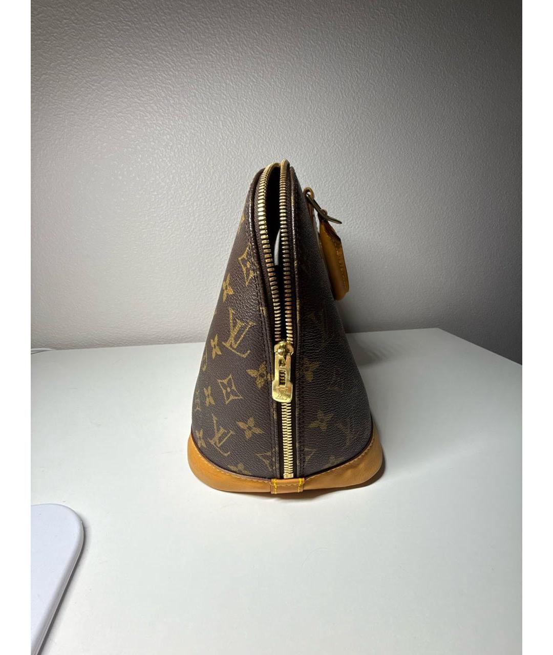 LOUIS VUITTON Коричневая кожаная сумка с короткими ручками, фото 6