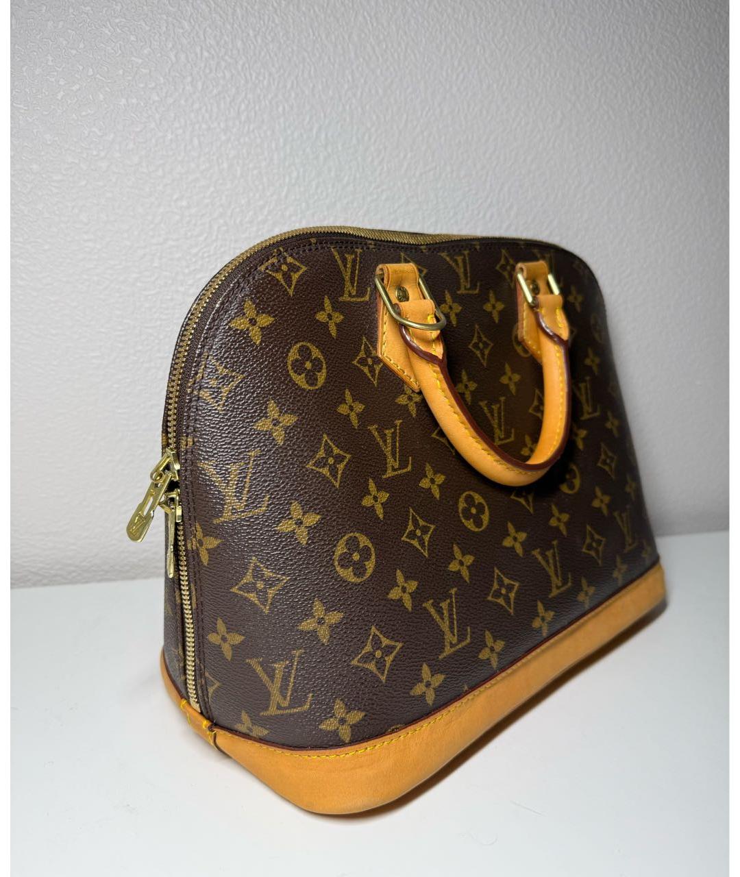 LOUIS VUITTON Коричневая кожаная сумка с короткими ручками, фото 2